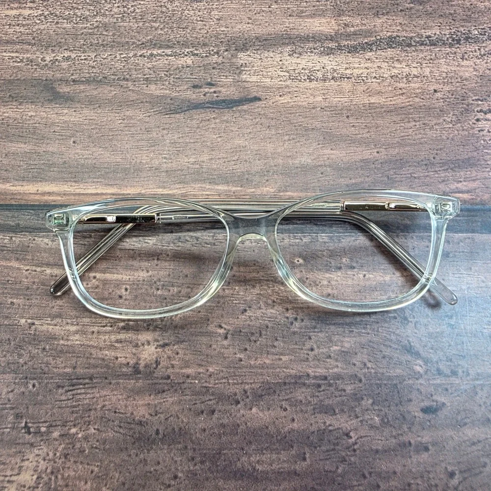 The Marc Jacobs Clear Square Eyeglass Frames Gold Temples 53-15 1V4 Women